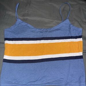 Blue and Orange Striped Women's Top